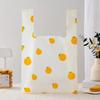 50pcs Disposable Peach Fruit Pattern Hand Bag Packaged Flower Takeaway Bags Snack Double Ear Plastic Vest Handle Shopping Pouch