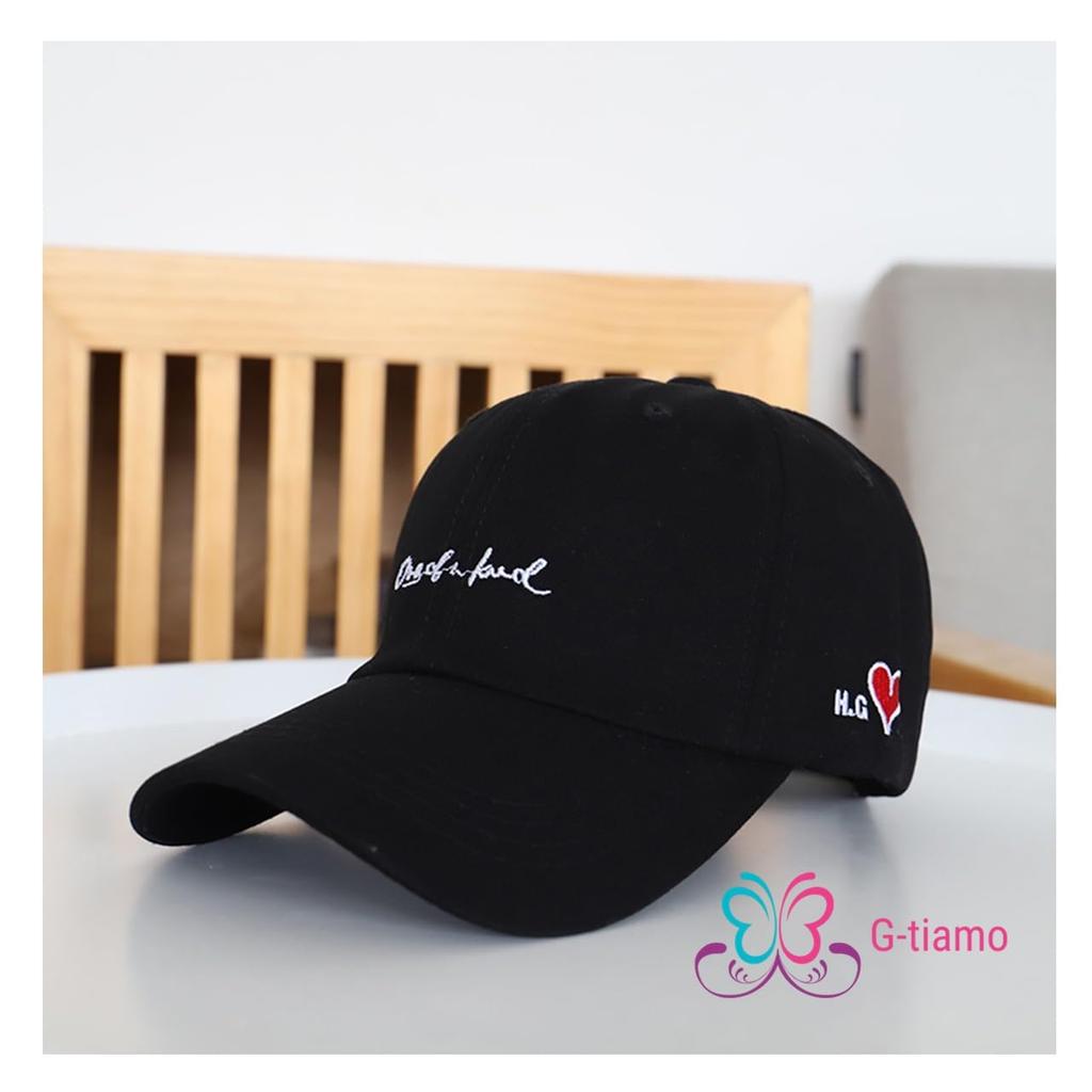 GITIAMO Cap with English and Embroidered Adjustable Available in and UV Sun and English Women's Letters, Heart, Design, Strap, Black, White, Ivory,