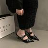 New Popular Punk Goth Metal Buckle High Heels Women's Sandals Summer Pointed Toe Silver Party Shoes Women's Pumps Shoes