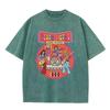 2026 Summer Women Death Metal Print Washed T Shirt Distressed Soft Loose Breathable Short Sleeve Punk Trend Casual Streetwear To
