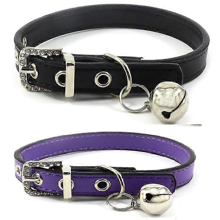 2pcs Pet Collar Color Blocking Dress-up Adjustable Stylish Pet Faux Leather Collar