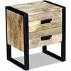 Vidaxl Side Table With 2 Drawers, Mango Wood, 43X33X51 Cm