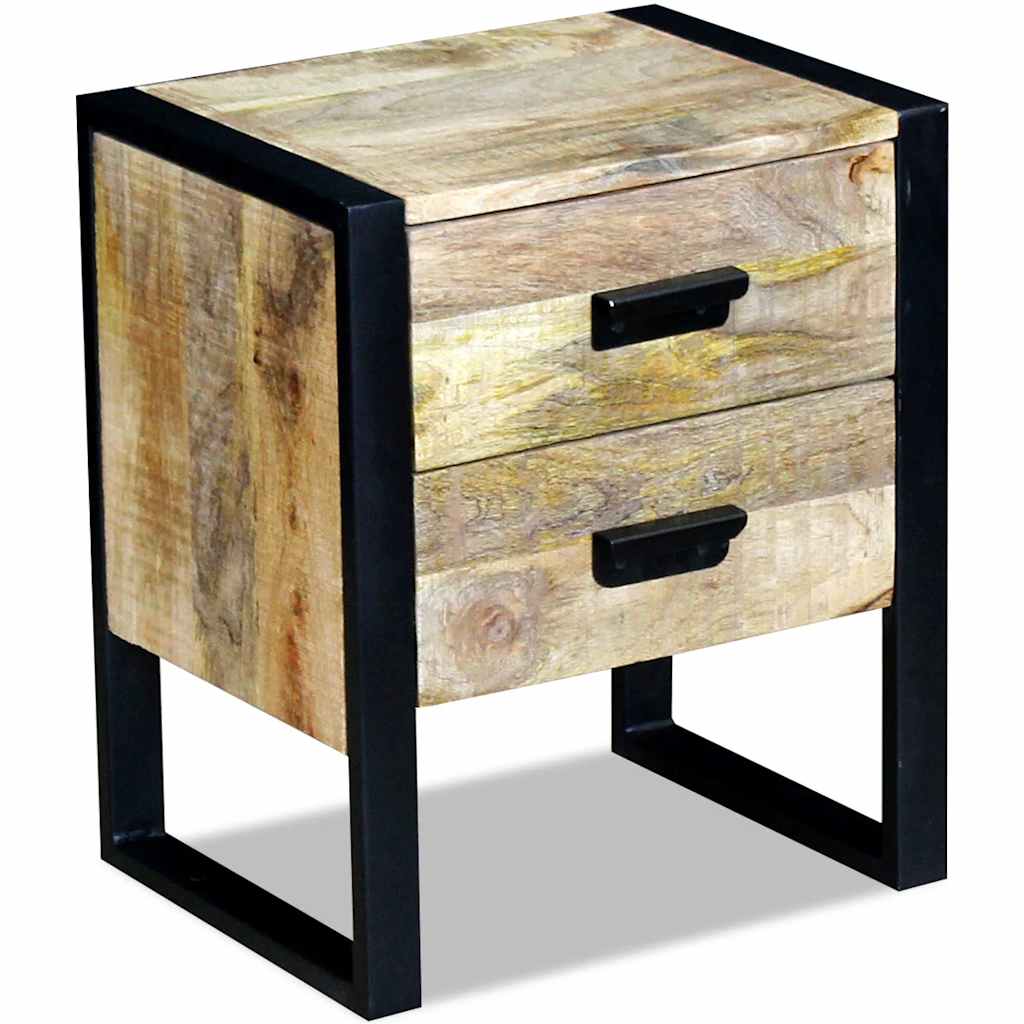Side Table with 2 Drawers Mango Wood 43 x 33 x 51 cm