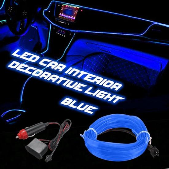 2M Blue LED Interior Car Decor Atmosphere Wire Light Strip Lamp Accessories New