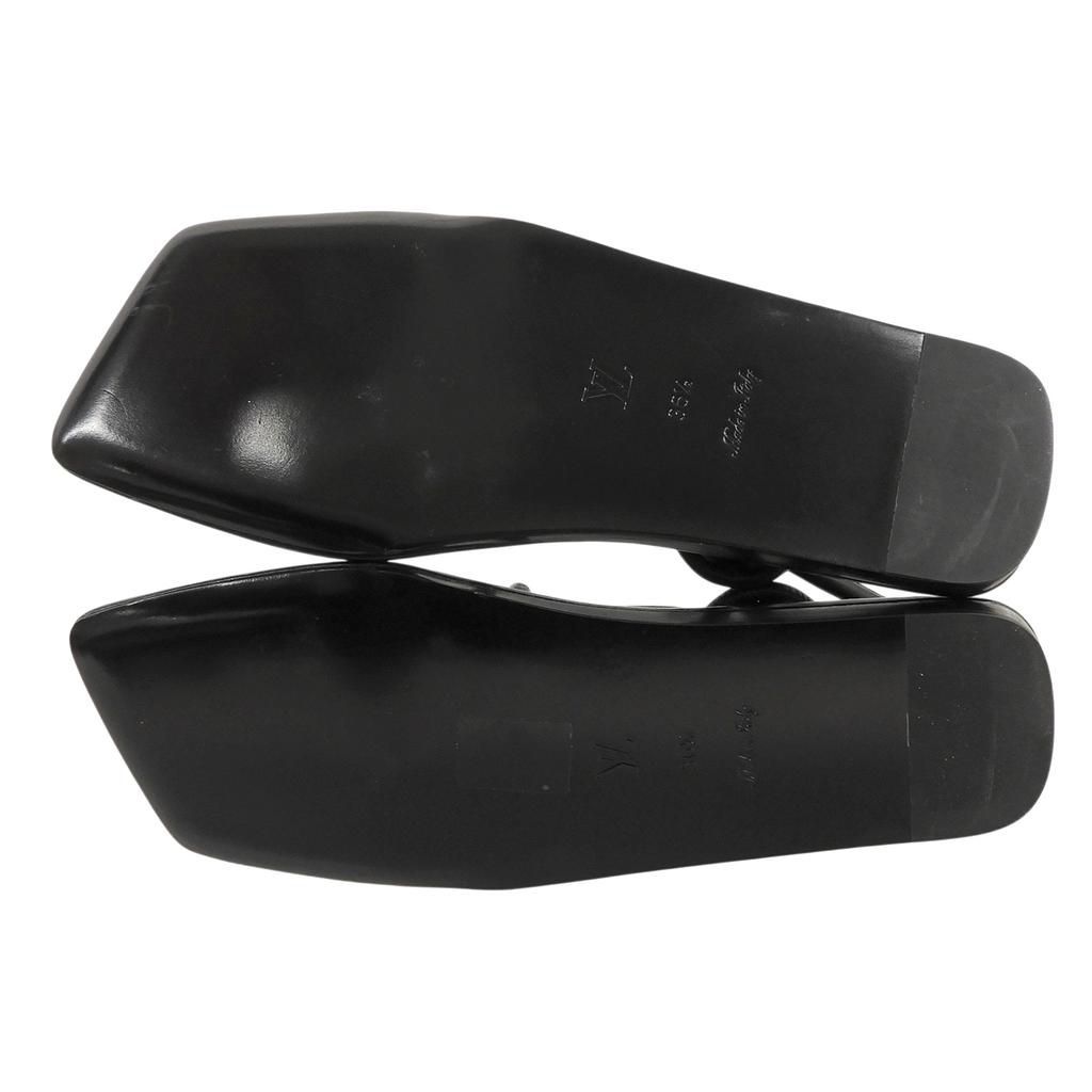 Great LOUIS VUITTON Sandals Black Leather Women 36.5 Used