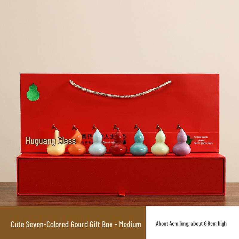Charming Chinese-Style Ceramic Gourd Gift Set - Colorful, Creative Ornaments for Home & Souvenir