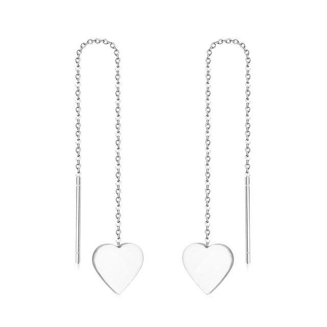1Pairs Danles Pendants Drop Earrings Stainless Steel 18k Gold Plated Tassel Chains Long Earrings for Women Accessories Party
