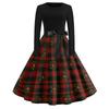 Women's Vintage V-Neck Christmas Print Casual Dress for Holiday Party