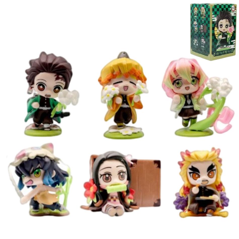 Hot Demon Slayer Tanjiro Kamado Nezuko Anime Cartoon Figure Blind Box Creative Statue Model Ornament Surprise Gift Box