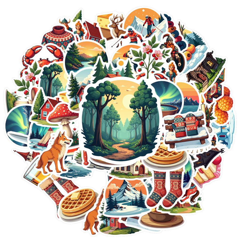35-100pcs Nordic Charming Stickers Scrapbooking Stickers Aesthetic Retro Graffiti Waterproof Stickers For Planner Diary Decor