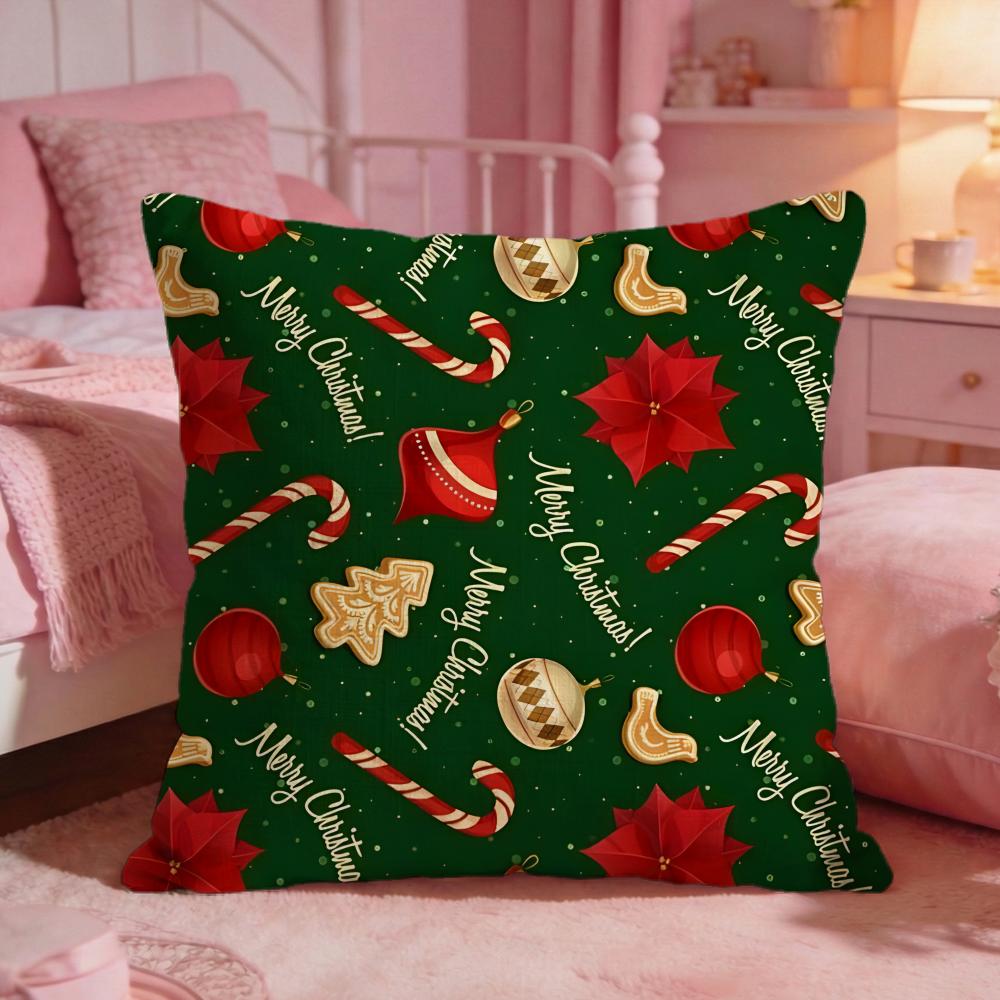 Cchristmas Cushion Cover Premium Comfort Reversible Pillow Cove Two In One Design For Any Room  Car Interior