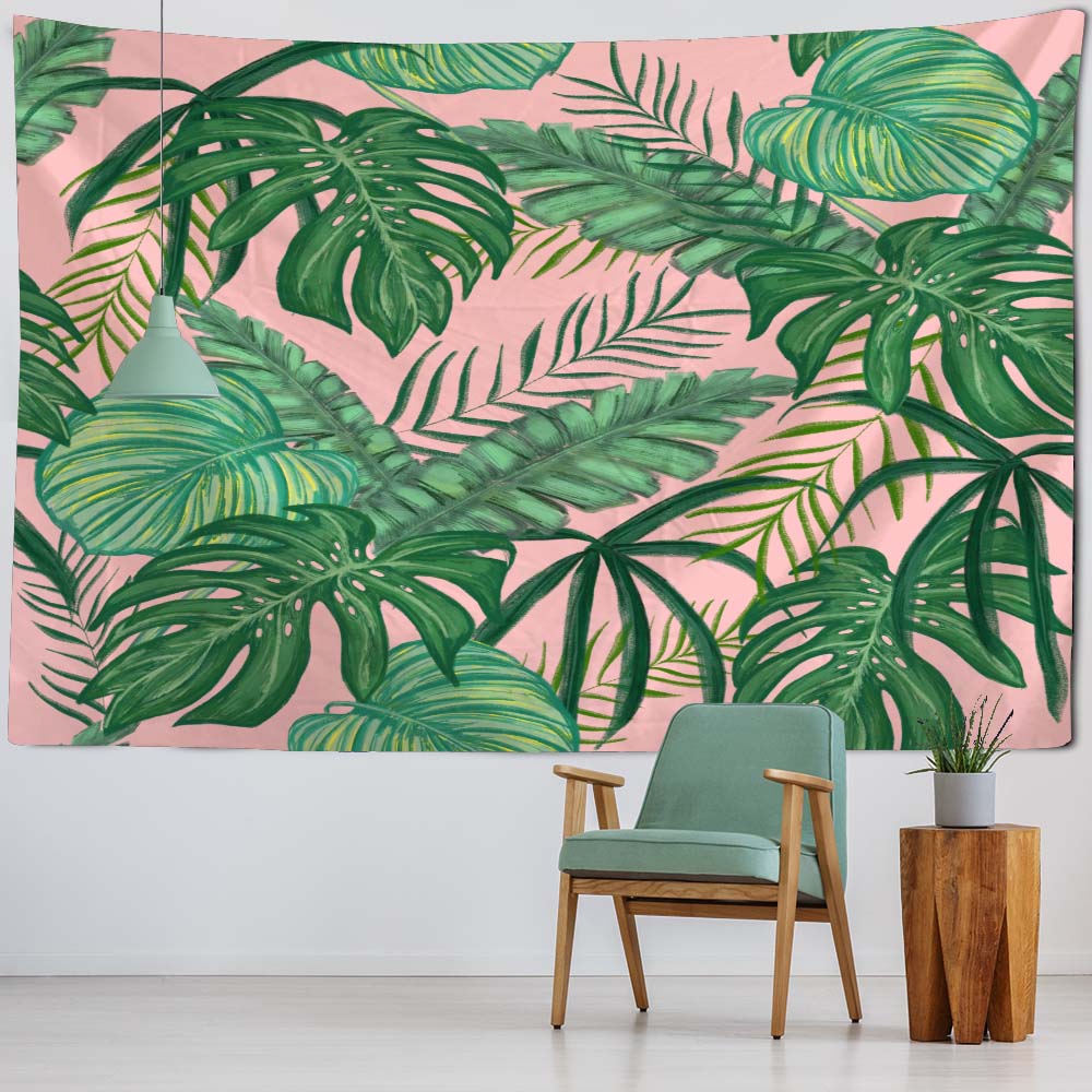 Plant Leaf Printed Tapestry Wall Hanging Bohemian Thin Polyester Home Sofa Bed Sheet Picnic Tablecloth Bedroom Decoration