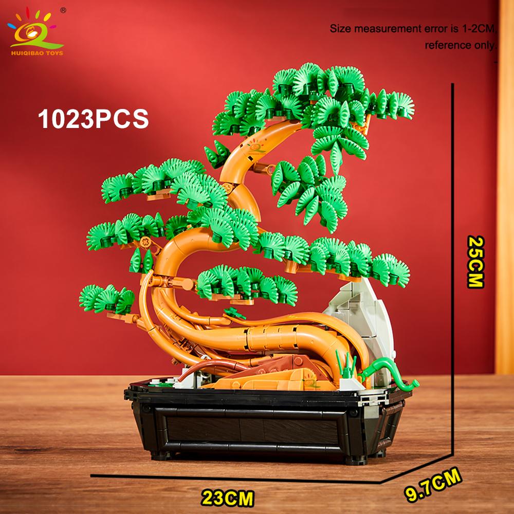 1023Pcs Moc Maple Pine Red Maple Leaves Bonsai Model Micro Construction Block Brick Kits Plaything For Kids Household Decoration