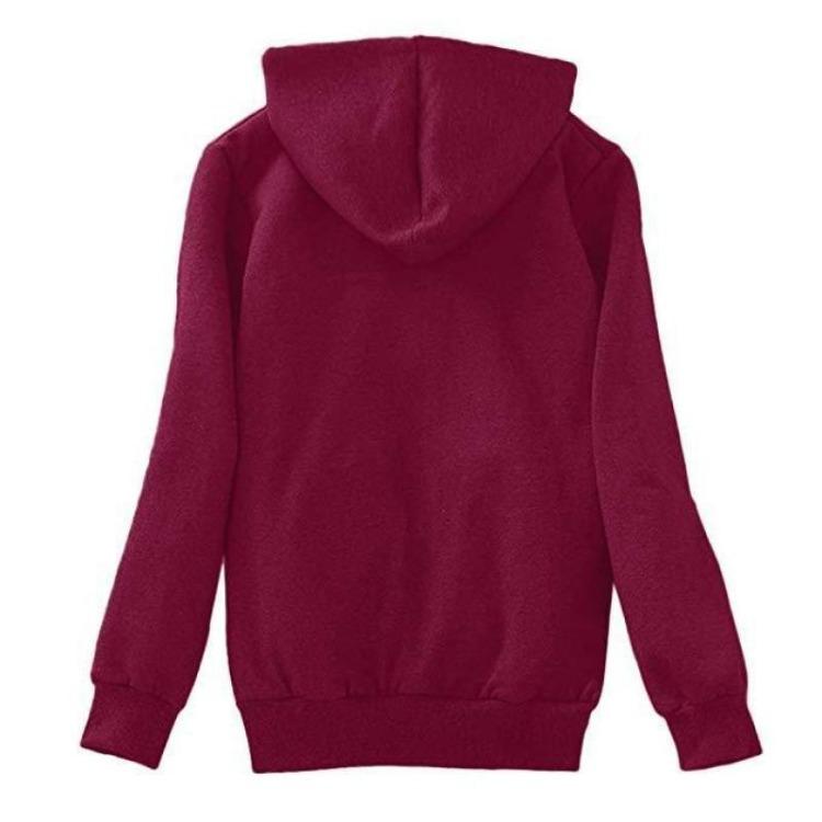 Plus Size Womens Plush Hooded Jacket Long Sleeve Zipper Sweater Coat Tops