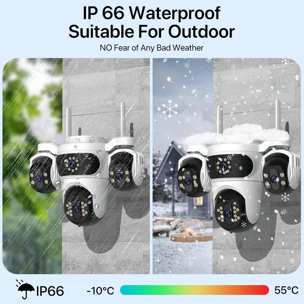 ICsee HD Night Vision Waterproof Wireless Multi-Lens CCTV Monitor with Three Screens