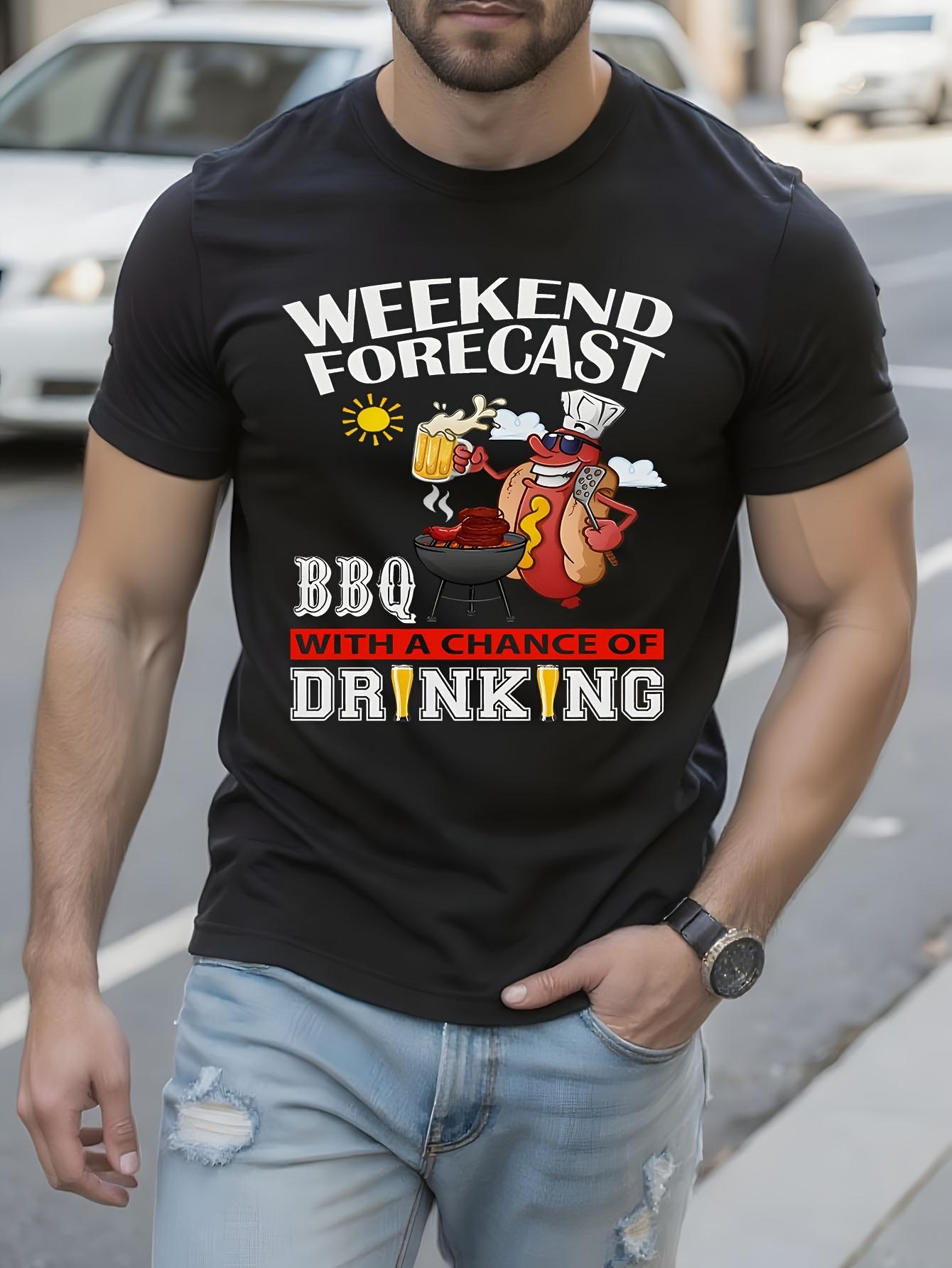 Funny Tshirt Funny BBQ Weekend Forecast Graphic Tshirt - ... L