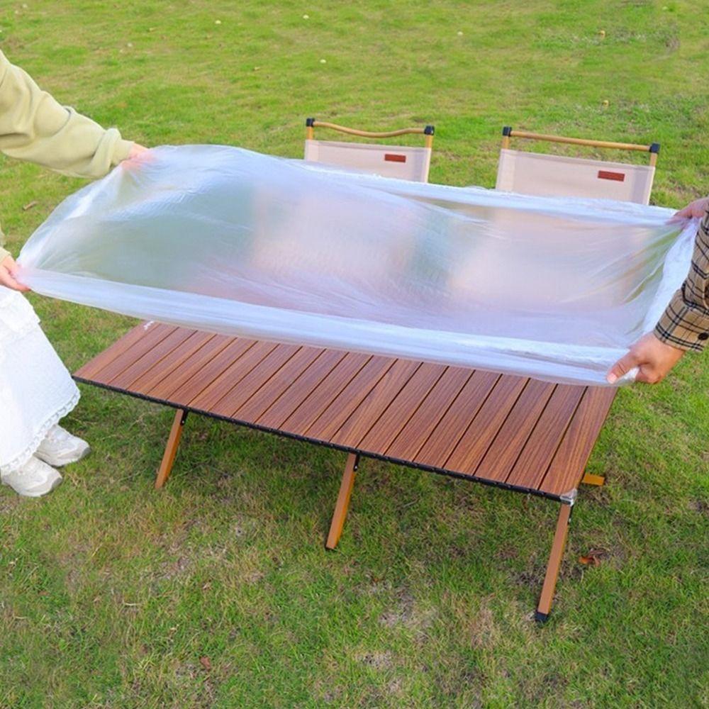 10Pcs/set Elastic Edged Disposable Tablecloth Plastic Waterproof Table Protector  Picnic Outing
