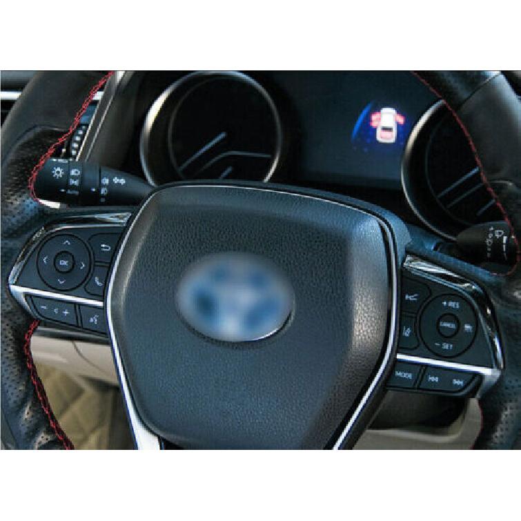Black 2Pcs For Toyota Camry 2018- Steering Wheel Button Strip Trim Titanium