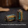 Handmade Ethnic Retro Buddhist Copper Beads with Inlaid Turquoise and Brass Spacer Beads.