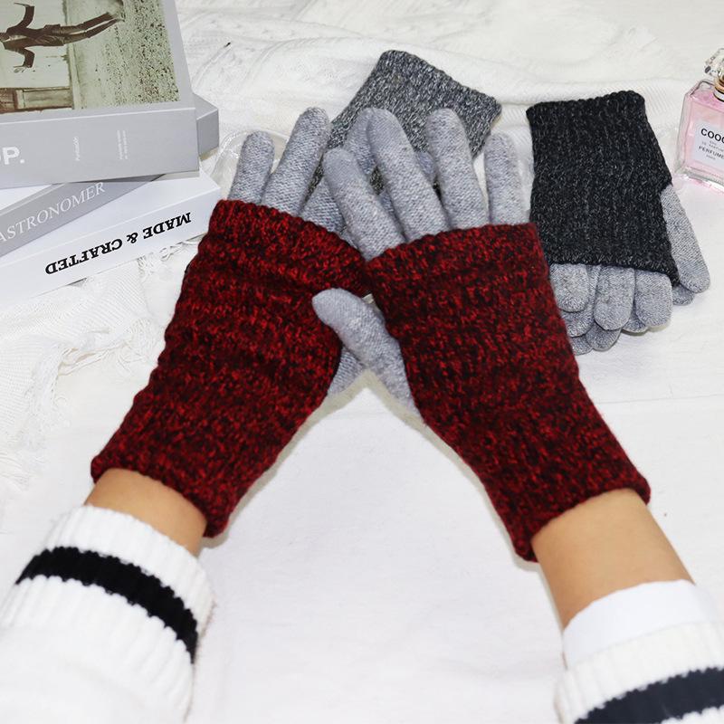 

Men s Plus Size Double-Layer Fleece-Lined Winter Cycling Gloves One Size чёрный