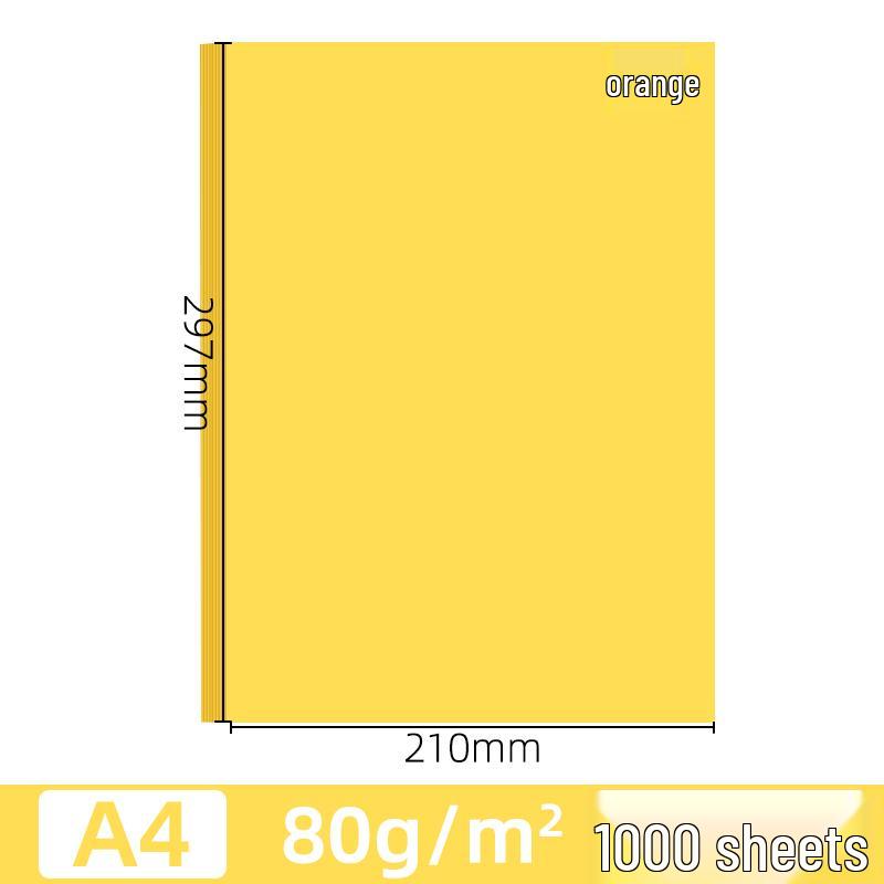 Tangerine A4 Color Paper: 70g Cardstock for Office & Handmade Origami, Gold.