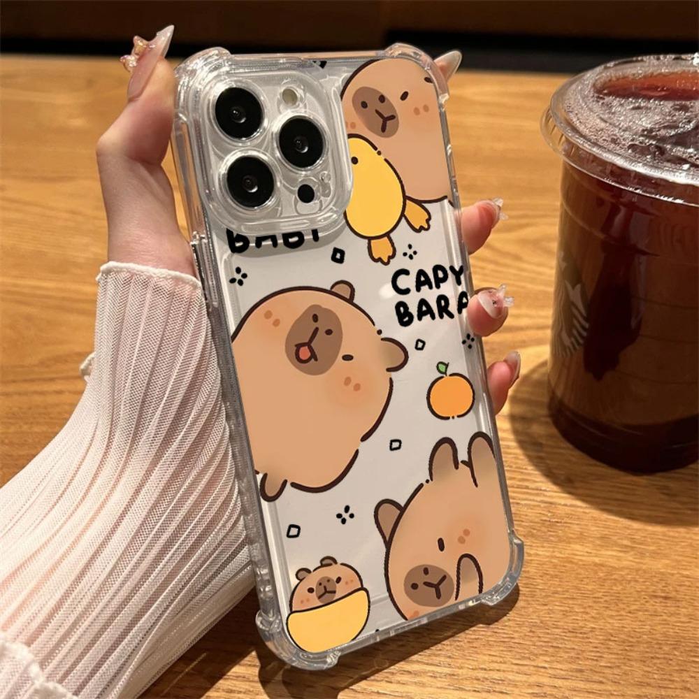 Capybara Cartoon Animal Phone Case For Samsung Galaxy S25 S24 S23 S22 S21 S20 Edge FE Ultra Plus 4G 5G Anti Fall Clear TPU Cover