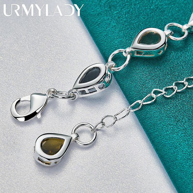 925 srebro bransoletka z cyrkonią w kształcie kropli wody dla kobiet biżuteria