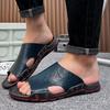 Pánské ploché pantofle Extra široké pantofle Venkovní pláž Otevřená špička Běžné Měkké vycházkové kožené sandály Velká velikost