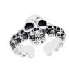 Adjustable Gothic Skull Ring In Oxidized Sterling Men Women Vintage Punk Unisex Jewelry