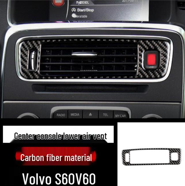 Interiérové obložení z uhlíkových vláken pro Volvo S60L/V60: Nálepky řadicí páky, stahování oken a výdechu vzduchu