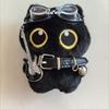 Punk Rock Black Cat Plushies Stuffed Doll Cat Pendant Kid Gift Cat Plush Keychain  Boy Girl
