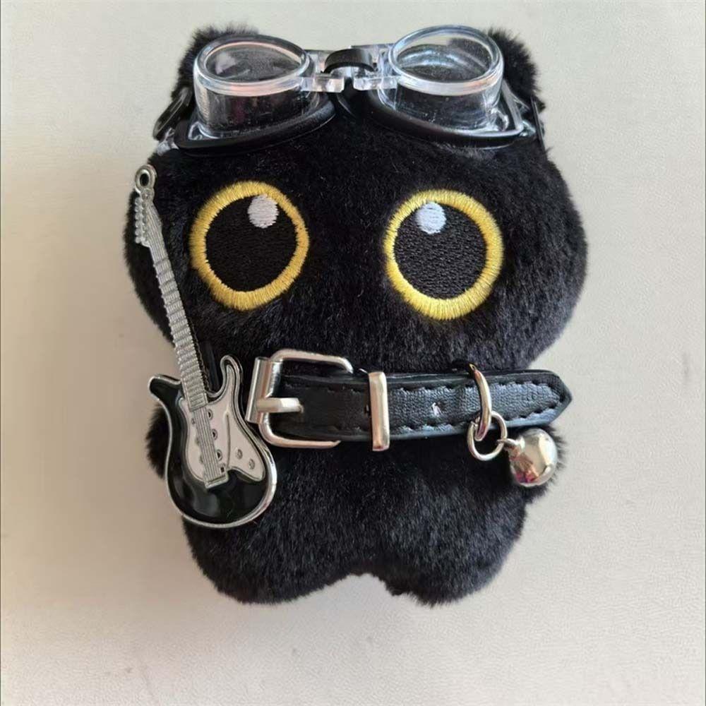 Punk Rock Black Cat Plushies Stuffed Doll Cat Pendant Kid Gift Cat Plush Keychain  Boy Girl