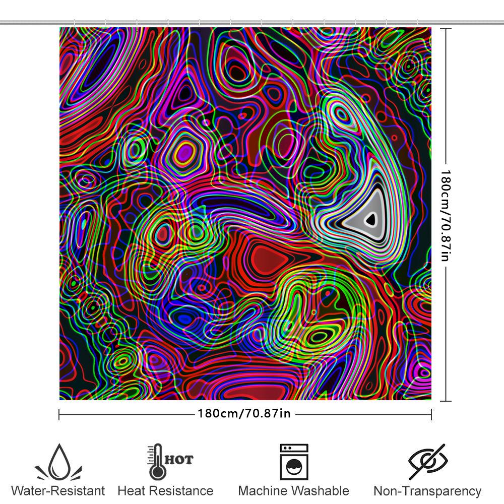 Psychedelic Shower Curtain Multicolored Swirls Patterns Modern Bathroom Decor Waterproof Fabric Easy Installation For Kids Adult
