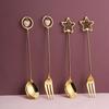 Cuillère à café en acier inoxydable 304 Cuillère à glace pastèque Cuillères à thé Cuillère à dessert Fourchette Avec joli pendentif Vaisselle créative