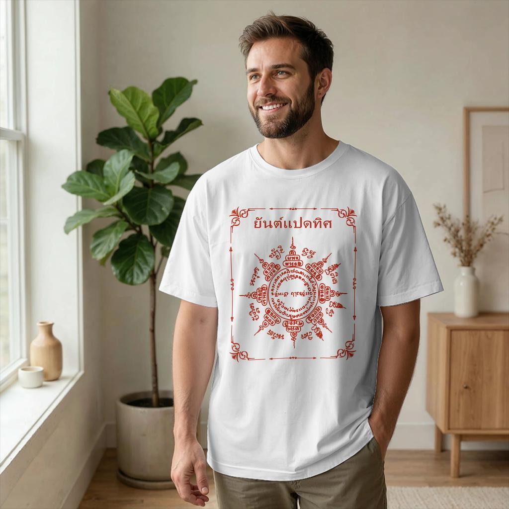 Paed Tidt Sak Yant Yantra Thailand Men's T Shirts Travel Souvenir Tee Shirt Short Sleeve Round