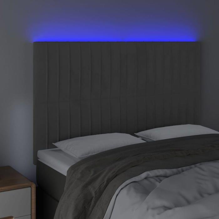 VidaXL Tête de Lit à LED Meuble de Chambre à Coucher Accessoire de Lit Double Tête de Cadre de Lit Intérieur Gris Foncé 3122711