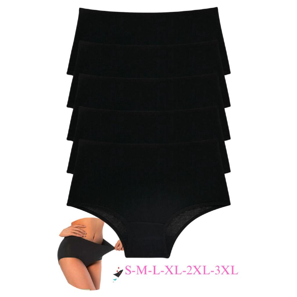 Chiloți de damă cu talie înaltă Bumbac Lycra Bato Negru 5 pachete zilnic Chiloți de damă cu talie înaltă