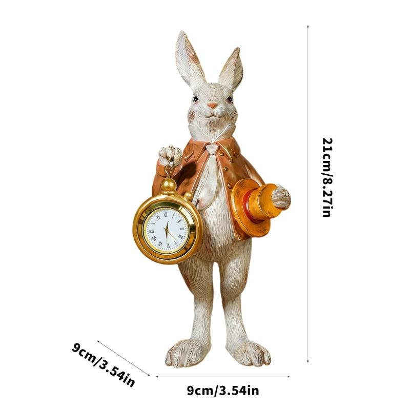 Elegant Easter Rabbit With Top Hat And Pocket Watch Resin Decoration Easter Party Supplies For Home Party Decors 9x9x21cm