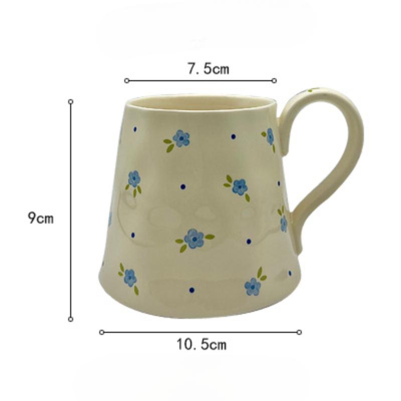 

Ins деревенский стиль синяя цветочная кружка керамическая бытовая чашка для воды рождественский подарок послеобеденный чай кофе молочная чашка 301-400ml белый