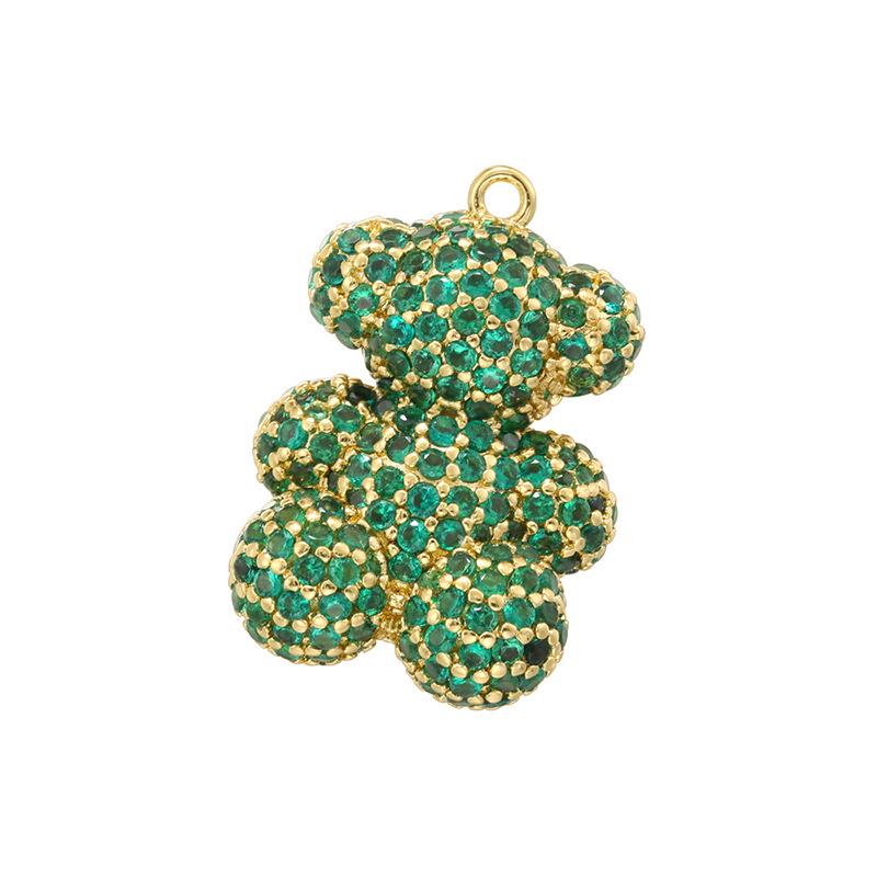 Leichter Luxus Kupfer Eingelegt Mit Farbigen Diamanten Bärenanhänger Niedlicher Cartoon Dreidimensional Stehend Erdbeerbär Schmuckanhänger Vd1652