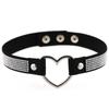 Black Leather Heart Rhinestone Choker Necklace Women Crystal Choker  Statement chocker collar fashion jewellery