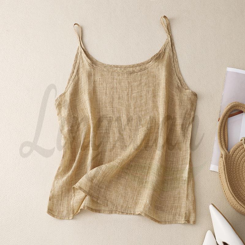 Vintage Cotton & Linen Women s Camisole - 2026 Slim Fit Summer Vest 2XL хаки