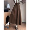 Fashionable and Comfortable Long Velvet Skirt for Women with High Waist and Pleated Design