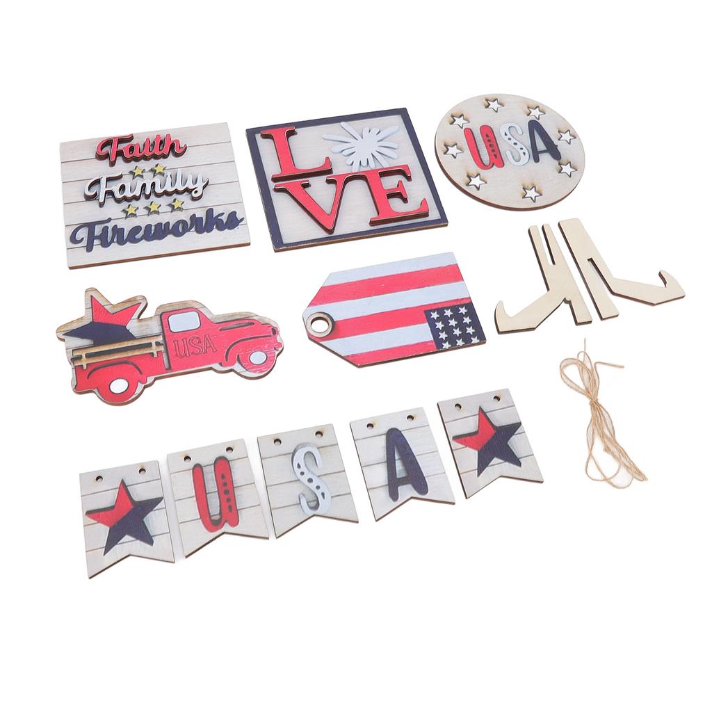 Independence Day Wooden Decoration Beautifully Designed Vibrant Colour Sturdy Patriotic Tray Wooden Ornament