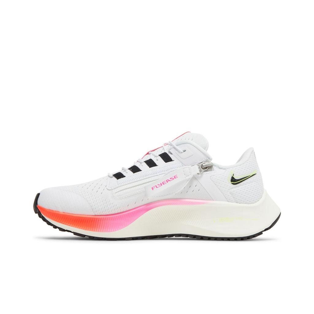 Nike Womens Air Zoom Pegasus 38 FlyEase 'Rawdacious' (women's sizes) White / Football Grey / Pink Blast / Black Running Shoes DJ5413 100