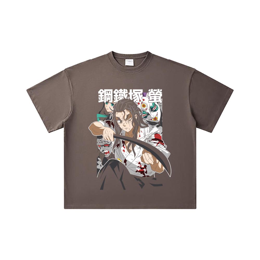 260 GSM Double Yarn 32 Count 100% Cotton Demon Slayer V27 Haganezuka Print Unisex Heavy Cotton T Shirt