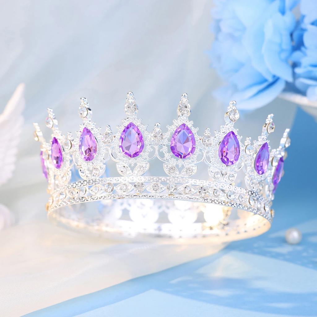Fashion Crystal Rhinestone Round Tiaras And Crowns For Bride Women Queen Princess Diadems Girls Wedding Hair Accessories