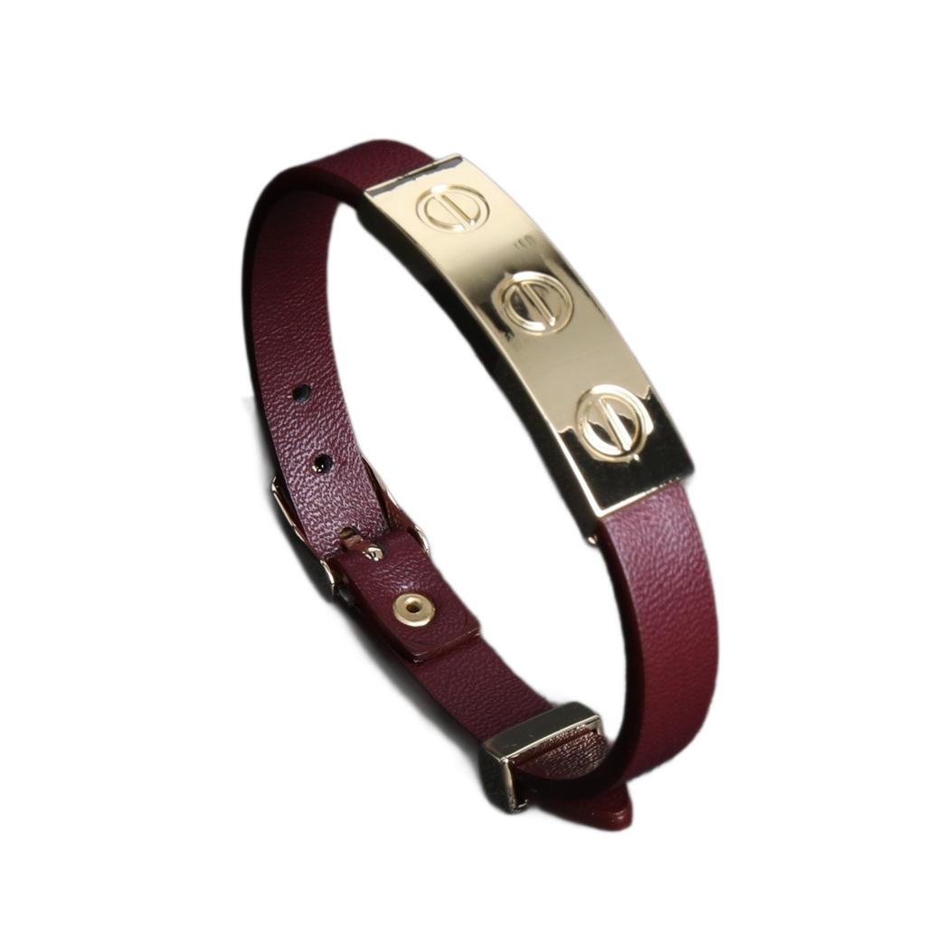 Fashionable Retro Nail Adjustable Leather Stainless Steel Minimalist Design Leather Rope Bracelet