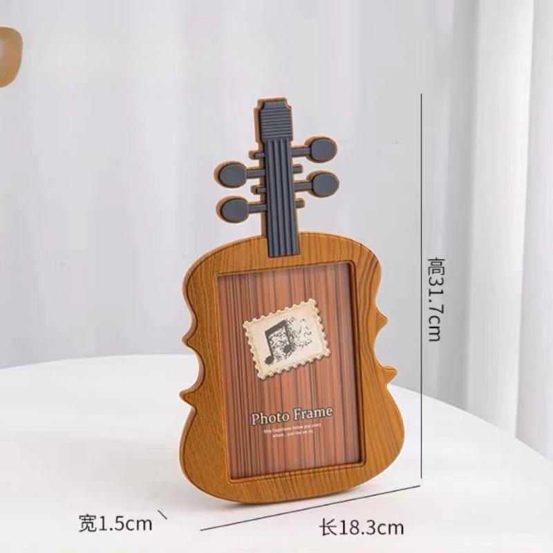 

7 Inch Violin Photo Frame Creative Kids Frame Baby Student Set Up Table Wholesale Photo Studio Wood Grain Photo Frame Gifts 7 inch 12.7 x17.3