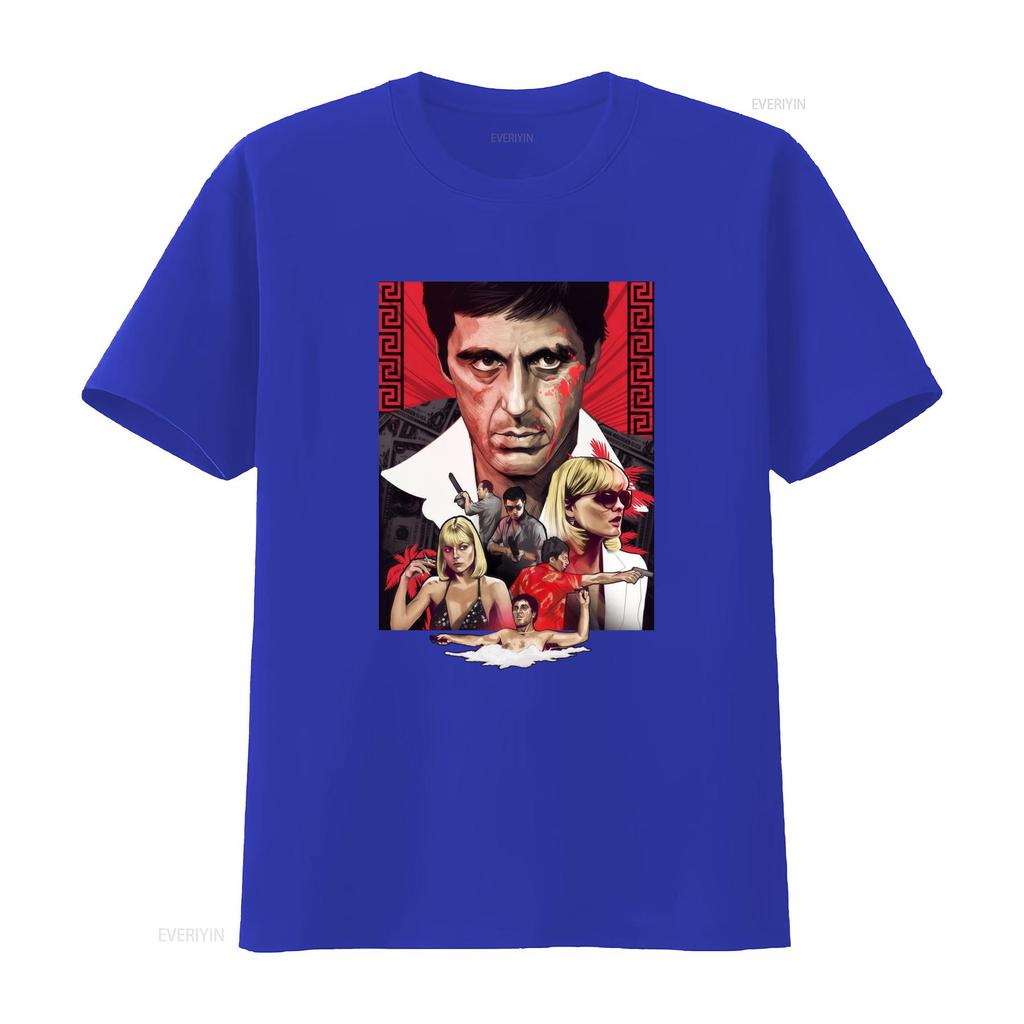 Vintage Classic Scarface Gangster Movie Print Casual T Shirt Vintage Washed Homme Stretched Versatile Unisex Fashion Slightly